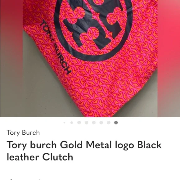 Tory Burch Black and Gold Leather Wristlet - Picture 2 of 8